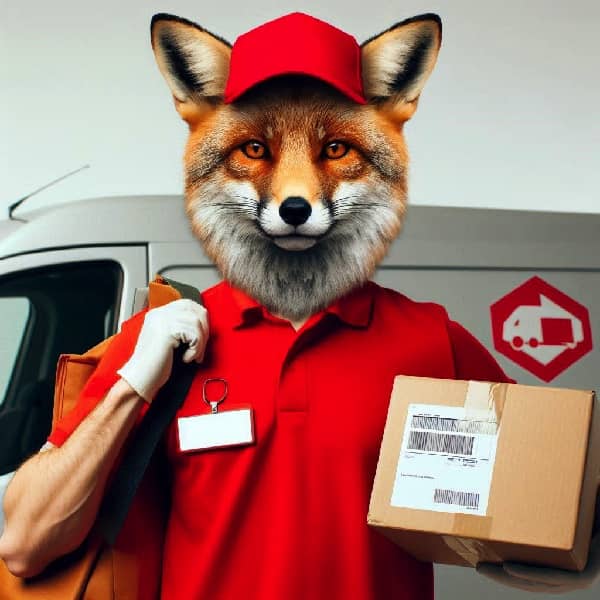 fox delivering a parcel